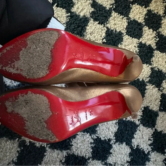 Christian Louboutin metallic peep toe heel 39 - Picture 5 of 8